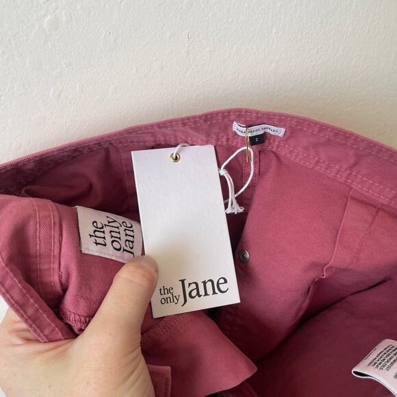 The Only Jane Women Chino Straight Leg Pant Trouser in Pink Maroon Size 2 - Picture 5 of 6